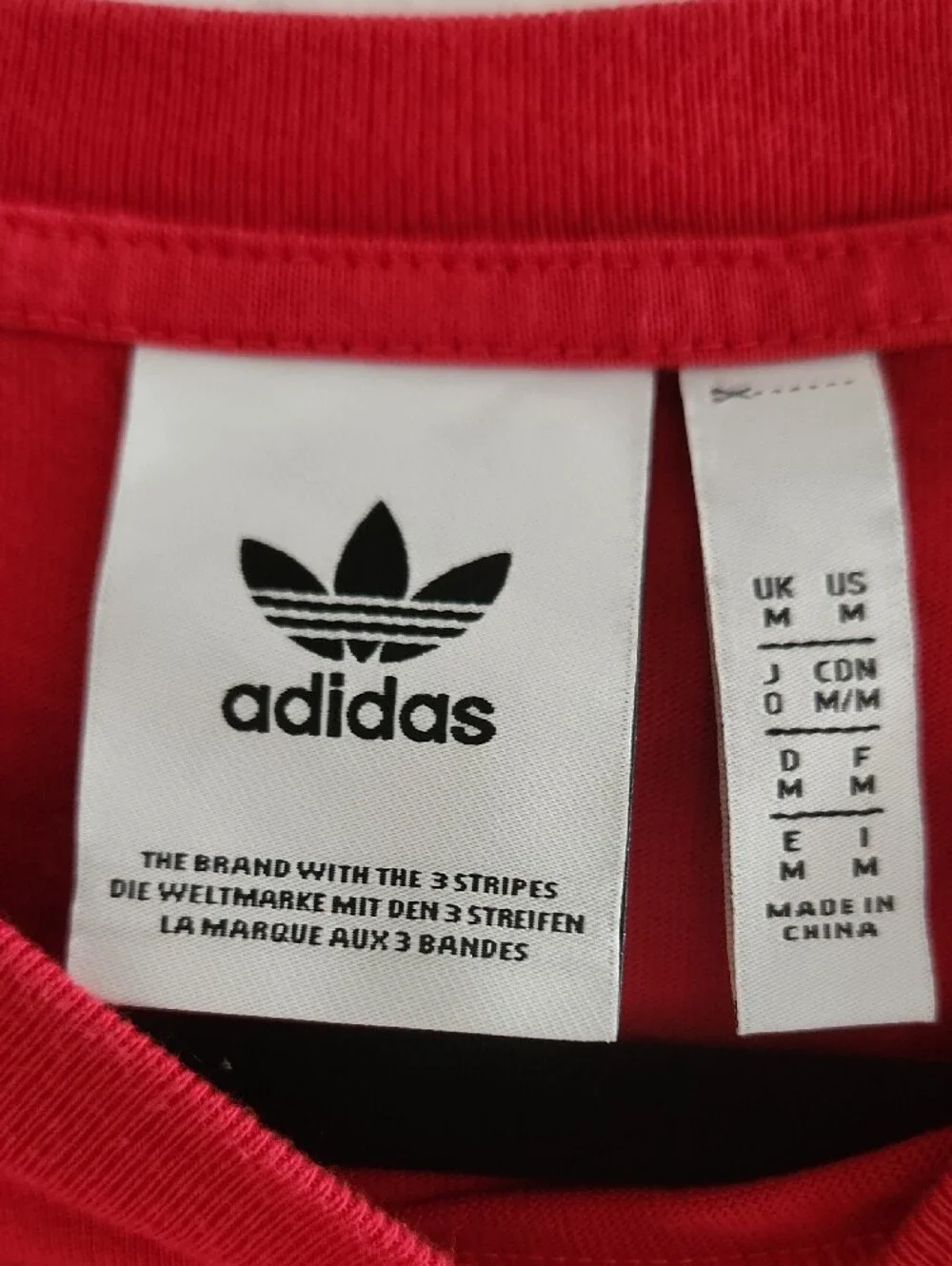 adidas Originals Big Trefoil Graphic Tee Red Blue White Men’s Size M 100% Cotton